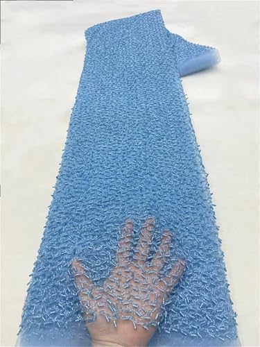 Mnjyihy Schwarzer französischer Pailletten-Netzstoff, afrikanische Perlenspitze, nigerianische Stickerei, Hochzeit, Partykleid, Farbe: 5 von Mnjyihy
