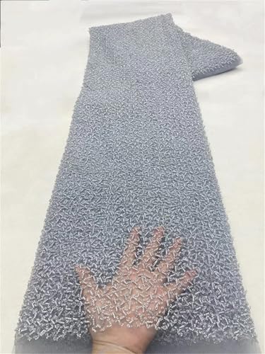 Mnjyihy Schwarzer französischer Pailletten-Netzstoff, afrikanische Perlenspitze, nigerianische Stickerei, Hochzeit, Partykleid, Farbe: 7 Mnjyihy Schwarzer französischer Pailletten-Netzstoff, afrikanische Perlenspitze, nigerianische Stickerei, Hochzeit, Partykleid, Farbe: 7 von Mnjyihy