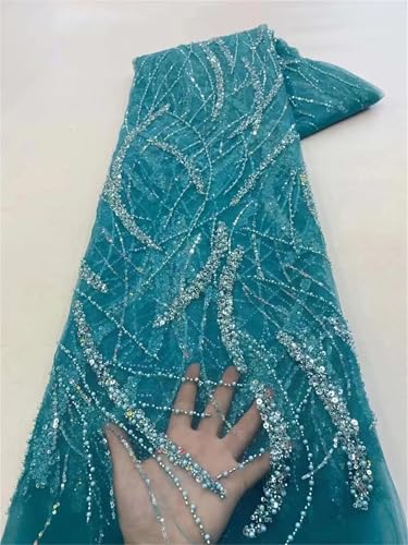 Mnjyihy Spitzenstoff für französische Tüllperlen, afrikanische nigerianische Stickerei, Spitzenstoff für Hochzeit, Nähen, 120 cm, 4,5 m - 6 Mnjyihy Spitzenstoff für französische Tüllperlen, afrikanische nigerianische Stickerei, Spitzenstoff für Hochzeit, Nähen, 120 cm, 4,5 m - 6 von Mnjyihy