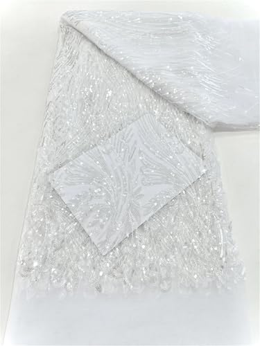 Mnjyihy Spitzenstoff mit französischen Pailletten, afrikanische Perlen, Tüll, Bräutigam, Spitzenstoff für Brautparty, Kleid, Nähen, 120 cm, 4,5 m - 3 A Mnjyihy Spitzenstoff mit französischen Pailletten, afrikanische Perlen, Tüll, Bräutigam, Spitzenstoff für Brautparty, Kleid, Nähen, 120 cm, 4,5 m - 3 A von Mnjyihy