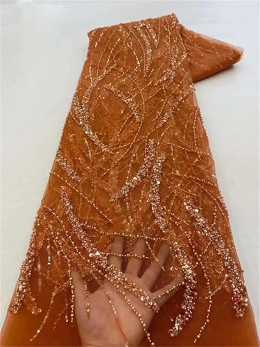 Mnjyihy Spitzenstoff mit französischen Tüllperlen, afrikanische nigerianische Stickerei, Spitzenstoff für Hochzeit, Nähen, 120 cm, 4,5 m - 5 Mnjyihy Spitzenstoff mit französischen Tüllperlen, afrikanische nigerianische Stickerei, Spitzenstoff für Hochzeit, Nähen, 120 cm, 4,5 m - 5 von Mnjyihy