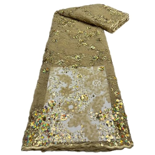 Mnjyihy Spitzenstoff mit gelben Pailletten, afrikanischer Tüll, Netzstoff, Spitzenstoff für Hochzeit, Abendkleid, 120 cm, 4,5 m - 15 Mnjyihy Spitzenstoff mit gelben Pailletten, afrikanischer Tüll, Netzstoff, Spitzenstoff für Hochzeit, Abendkleid, 120 cm, 4,5 m - 15 von Mnjyihy