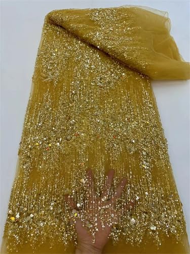 Mnjyihy Spitzenstoff mit gelben Pailletten, afrikanischer Tüll, Netzstoff, Spitzenstoff für Hochzeit, Abendkleid, 120 cm, 4,5 m - 21 Mnjyihy Spitzenstoff mit gelben Pailletten, afrikanischer Tüll, Netzstoff, Spitzenstoff für Hochzeit, Abendkleid, 120 cm, 4,5 m - 21 von Mnjyihy