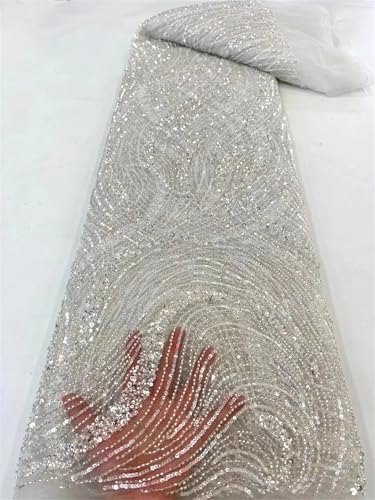 Mnjyihy Spitzenstoff mit gelben Pailletten, afrikanischer Tüll, Netzstoff, Spitzenstoff für Hochzeit, Abendkleid, 120 cm, 4,5 m - 24 Mnjyihy Spitzenstoff mit gelben Pailletten, afrikanischer Tüll, Netzstoff, Spitzenstoff für Hochzeit, Abendkleid, 120 cm, 4,5 m - 24 von Mnjyihy