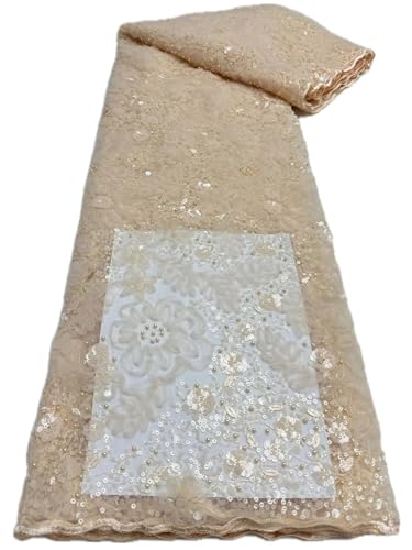 Mnjyihy Spitzenstoff mit gelben Pailletten, afrikanischer Tüll, Netzstoff, Spitzenstoff für Hochzeit, Abendkleid, 120 cm, 4,5 m - 9 Mnjyihy Spitzenstoff mit gelben Pailletten, afrikanischer Tüll, Netzstoff, Spitzenstoff für Hochzeit, Abendkleid, 120 cm, 4,5 m - 9 von Mnjyihy