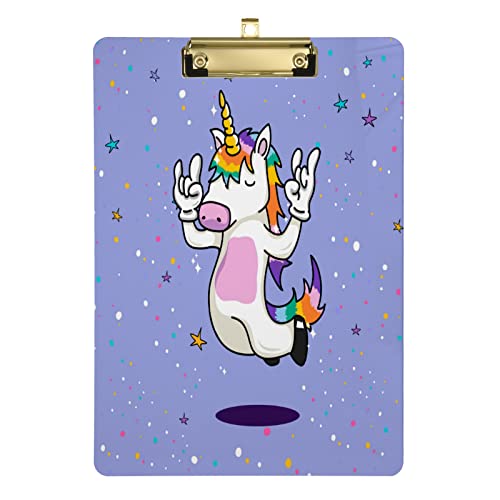 Einhorn-Klemmbrett, A4, Klemmbretter und Formularhalter für Büro, Schule, Studenten und Kinder, silberfarben, 30,5 x 22,9 cm, lila Rock-Stern-Einhorn Einhorn-Klemmbrett, A4, Klemmbretter und Formularhalter für Büro, Schule, Studenten und Kinder, silberfarben, 30,5 x 22,9 cm, lila Rock-Stern-Einhorn von Mnrsuu