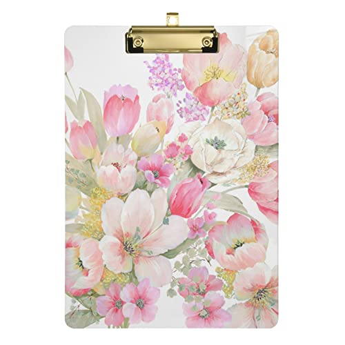 Elegantes Aquarell-Klemmbrett mit Blumen, A4, Buchstabengröße, dekoratives Hartfaserbrett mit niedrigem Profil, Metall, silberner Clip, 23 x 32 cm, für Studenten, Krankenschwestern, Büro Elegantes Aquarell-Klemmbrett mit Blumen, A4, Buchstabengröße, dekoratives Hartfaserbrett mit niedrigem Profil, Metall, silberner Clip, 23 x 32 cm, für Studenten, Krankenschwestern, Büro von Mnsruu
