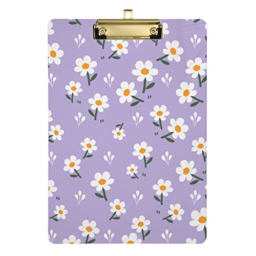 Kleine weiße Blume auf lila Klemmbrett A4 Briefgröße Dekorative Hartfaserplatte mit niedrigem Profil Metall Silber Clip 23 x 32 cm für Studenten Krankenschwestern Büro Kleine weiße Blume auf lila Klemmbrett A4 Briefgröße Dekorative Hartfaserplatte mit niedrigem Profil Metall Silber Clip 23 x 32 cm für Studenten Krankenschwestern Büro von Mnrsuu