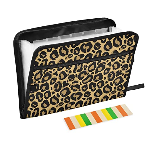 Leopard Fächermappe Dokumententasche Akten Organizer A4 für Klassenzimmer, Zuhause, Büro und Reisen Vintage Leopard Animal Print von Mnrsuu