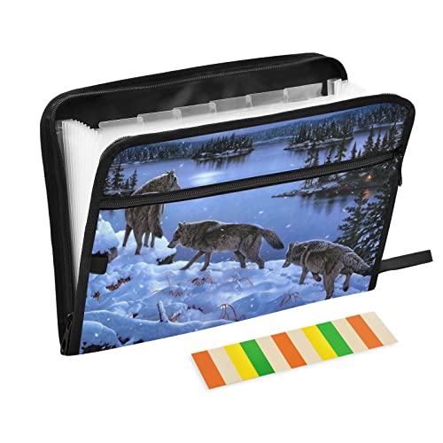 Wolf Fächermappe Dokumententasche Akten Organizer A4 für Klassenzimmer, Zuhause, Büro und Reisen, Wolf 45645133 von Mnrsuu