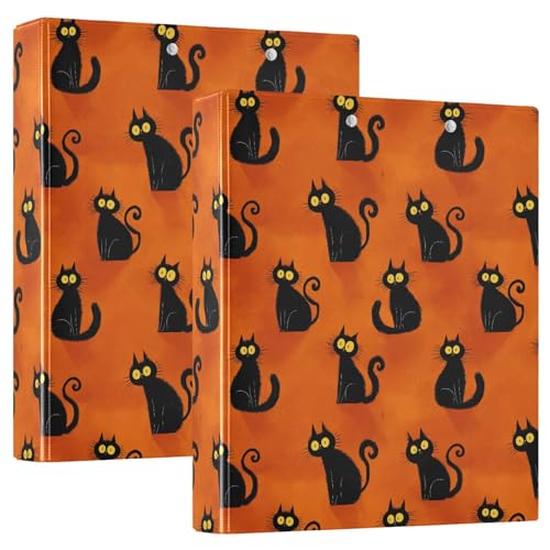 3-D-Ringbuch mit schwarzem Katzenmuster, A4, 2 Stück mit 200 Blatt, für Kinder, Schulbedarf, Damen, Herren, Büro 3-D-Ringbuch mit schwarzem Katzenmuster, A4, 2 Stück mit 200 Blatt, für Kinder, Schulbedarf, Damen, Herren, Büro von Mnsruu