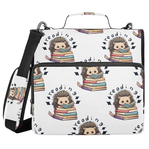 3-Ring-Reißverschluss, Igelbücher, halblos, 3,8 cm Ringbuch-Organizer-Tasche mit Schultergurt, passend für 13-Zoll-Laptops und 500 Blatt 3-Ring-Reißverschluss, Igelbücher, halblos, 3,8 cm Ringbuch-Organizer-Tasche mit Schultergurt, passend für 13-Zoll-Laptops und 500 Blatt von Mnsruu