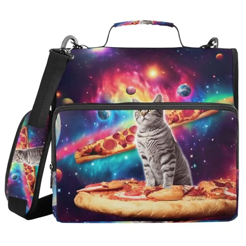 3-Ring-Reißverschlussbuch mit Schultergurt, Katze in der Galaxie, mit Pizza-Binder, Tasche, erweiterbarer Aktenordner, Aufbewahrung, mehrere Taschen 3-Ring-Reißverschlussbuch mit Schultergurt, Katze in der Galaxie, mit Pizza-Binder, Tasche, erweiterbarer Aktenordner, Aufbewahrung, mehrere Taschen von Mnsruu