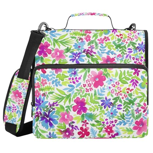 3-Ring-Reißverschlussbuch mit hellfarbigen Wildblumen, Blättern, 3,8 cm Ringbuch-Organizer-Tasche mit Schultergurt, passend für 33-Zoll-Laptops und 500 Blatt 3-Ring-Reißverschlussbuch mit hellfarbigen Wildblumen, Blättern, 3,8 cm Ringbuch-Organizer-Tasche mit Schultergurt, passend für 33-Zoll-Laptops und 500 Blatt von Mnsruu
