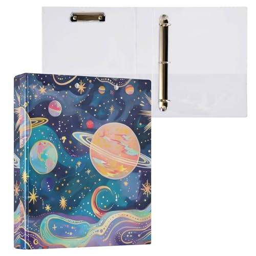 3-Ringbuch, Cosmic Planets Galaxy Stars Aktenordner für 200 Blatt Aktenaufbewahrung für Damen Herren Schule Büro Zubehör von Mnsruu