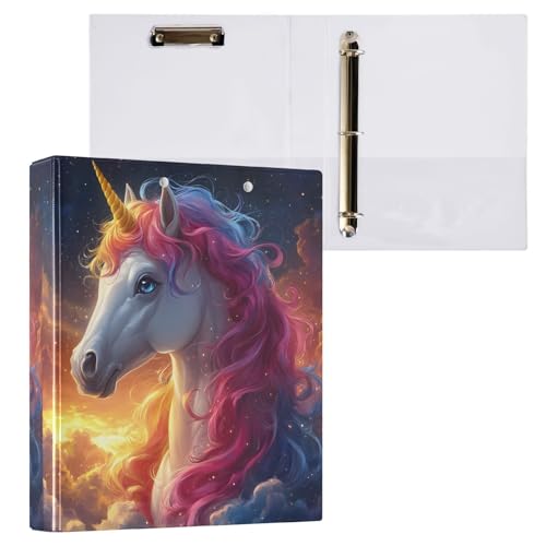 3-Ringbuch, Dreamy Unicorn K Aktenordner für 200 Blatt, Aktenaufbewahrung für Damen, Herren, Schule, Bürobedarf von Mnsruu