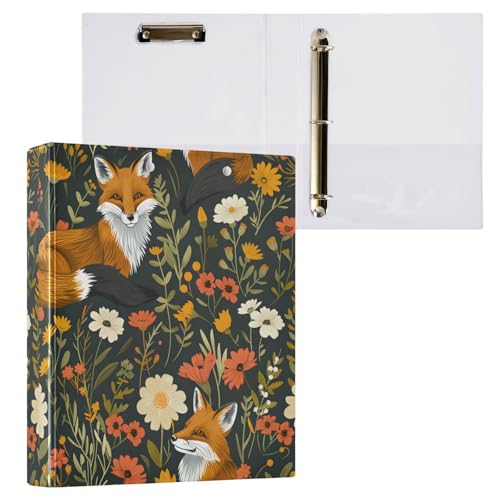 3-Ringbuch, Fuchs-Wildblumen-Aktenordner für 200 Blatt, Aktenaufbewahrung für Damen, Herren, Schule, Bürobedarf von Mnsruu