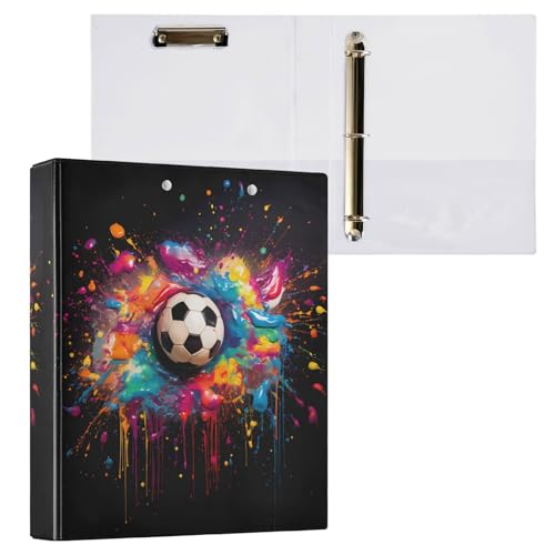 3-Ringbuch, Fußball-Aquarell-Aktenordner für 200 Blatt, Aktenaufbewahrung für Damen, Herren, Schule, Bürobedarf von Mnsruu