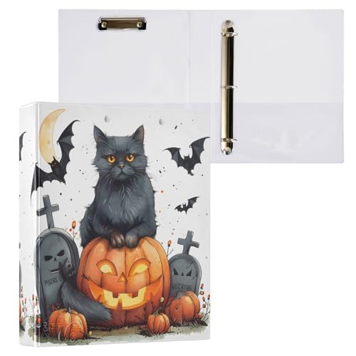 3-Ringbuch, Halloween-Kürbis-Katze, B-Aktenordner für 200 Blatt, Aktenaufbewahrung für Damen, Herren, Schule, Bürobedarf 3-Ringbuch, Halloween-Kürbis-Katze, B-Aktenordner für 200 Blatt, Aktenaufbewahrung für Damen, Herren, Schule, Bürobedarf von Mnsruu