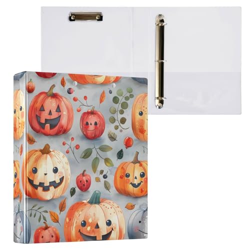3-Ringbuch, Halloween-Kürbisse, niedliche Blätter, Aktenordner für 200 Blatt, Aktenaufbewahrung für Damen, Herren, Schule, Bürobedarf 3-Ringbuch, Halloween-Kürbisse, niedliche Blätter, Aktenordner für 200 Blatt, Aktenaufbewahrung für Damen, Herren, Schule, Bürobedarf von Mnsruu