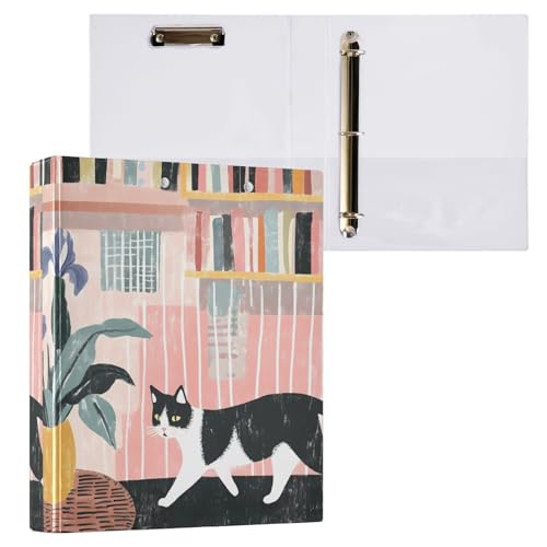3-Ringbuch, Katzen-Cartoon-Illustration, D-Aktenordner für 200 Blatt, Aktenaufbewahrung für Damen, Herren, Schule, Bürobedarf 3-Ringbuch, Katzen-Cartoon-Illustration, D-Aktenordner für 200 Blatt, Aktenaufbewahrung für Damen, Herren, Schule, Bürobedarf von Mnsruu