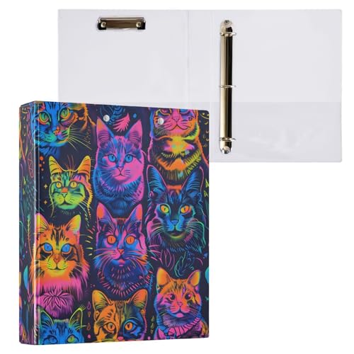3-Ringbuch, Katzen-Neon-Schwarzlicht, Posterordner für 200 Blatt, Aktenaufbewahrung für Damen, Herren, Schule, Bürobedarf 3-Ringbuch, Katzen-Neon-Schwarzlicht, Posterordner für 200 Blatt, Aktenaufbewahrung für Damen, Herren, Schule, Bürobedarf von Mnsruu