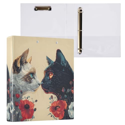 3-Ringbuch, Katzenblumen, C-Aktenordner für 200 Blatt, Aktenaufbewahrung für Damen, Herren, Schule, Bürobedarf von Mnsruu