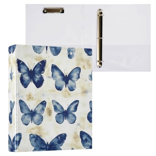 3-Ringbuch, Schmetterling, flach, blau, für 200 Blatt, Aktenaufbewahrung für Damen, Herren, Schule, Bürobedarf 3-Ringbuch, Schmetterling, flach, blau, für 200 Blatt, Aktenaufbewahrung für Damen, Herren, Schule, Bürobedarf von Mnsruu