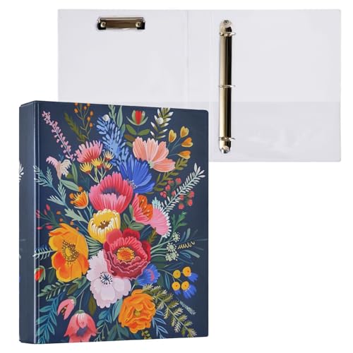 3-Ringbuch, der lebendige Gouache-Dokumentenordner mit einem Blumenstrauß für 200 Blatt Aktenordner für Damen und Herren, Schule, Bürobedarf 3-Ringbuch, der lebendige Gouache-Dokumentenordner mit einem Blumenstrauß für 200 Blatt Aktenordner für Damen und Herren, Schule, Bürobedarf von Mnsruu