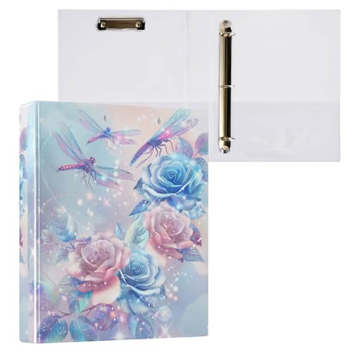 3-Ringbuch, glitzernde Libellen, rosa Rosen, Aktenordner für 200 Blatt, Aktenaufbewahrung für Damen, Herren, Schule, Bürobedarf 3-Ringbuch, glitzernde Libellen, rosa Rosen, Aktenordner für 200 Blatt, Aktenaufbewahrung für Damen, Herren, Schule, Bürobedarf von Mnsruu