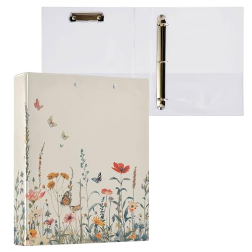 3-Ringbuch, handgezeichnete Blumen, Schmetterlinge, Aktenordner für 200 Blatt, Aktenaufbewahrung für Damen, Herren, Schule, Bürobedarf 3-Ringbuch, handgezeichnete Blumen, Schmetterlinge, Aktenordner für 200 Blatt, Aktenaufbewahrung für Damen, Herren, Schule, Bürobedarf von Mnsruu