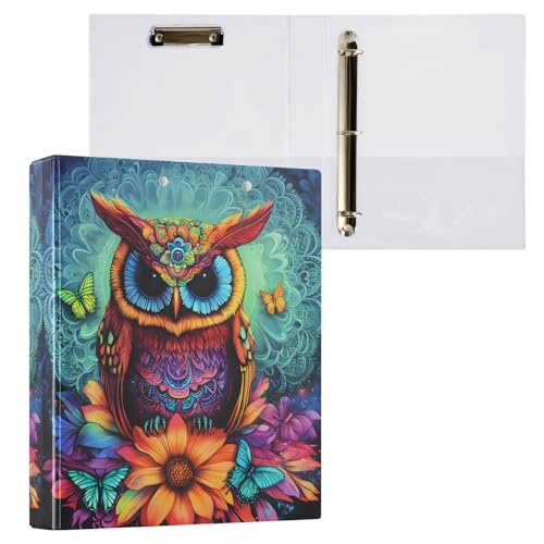 3-Ringbuch, neonfarbene Eule, Mandala-Aktenordner für 200 Blatt, Aktenaufbewahrung für Damen, Herren, Schule, Bürobedarf 3-Ringbuch, neonfarbene Eule, Mandala-Aktenordner für 200 Blatt, Aktenaufbewahrung für Damen, Herren, Schule, Bürobedarf von Mnsruu