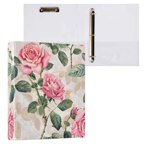 3-Ringbuch, rosa Rose, Retro-Aktenordner für 200 Blatt, Aktenaufbewahrung für Damen, Herren, Schule, Bürobedarf 3-Ringbuch, rosa Rose, Retro-Aktenordner für 200 Blatt, Aktenaufbewahrung für Damen, Herren, Schule, Bürobedarf von Mnsruu