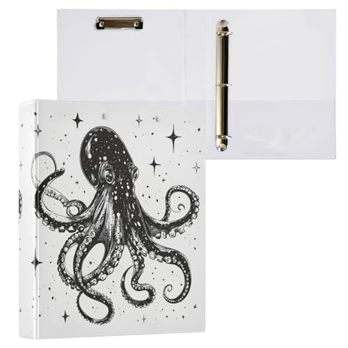 3-Ringbuch, schwarzer Oktopus-Aktenordner für 200 Blatt, Aktenaufbewahrung für Damen, Herren, Schule, Bürobedarf 3-Ringbuch, schwarzer Oktopus-Aktenordner für 200 Blatt, Aktenaufbewahrung für Damen, Herren, Schule, Bürobedarf von Mnsruu