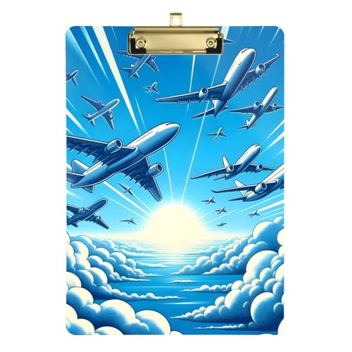 Acryl-Klemmbrett Flugzeuge fliegen im Himmel, mit Metallclip, Standard-A4-Größe, 31,8 x 22,9 cm, Klemmbretter für Krankenschwestern, Studenten, Lehrer, Frauen, Männer, Klassenzimmer, Büro von Mnsruu