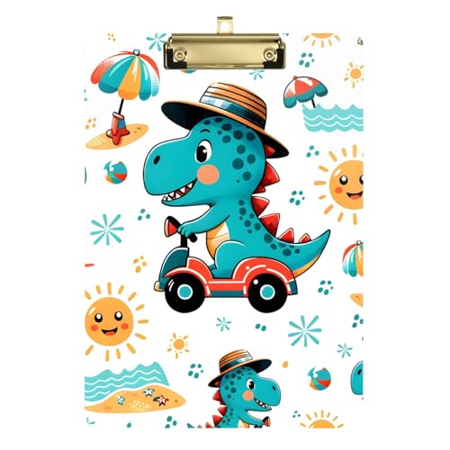 Acryl-Klemmbrett mit Dinosaurier-Fahrer in der Sommerzeit, Standard-A4-Größe, 31,8 x 22,9 cm, Klemmbretter für Krankenschwestern, Studenten, Lehrer, Frauen, Männer, Klassenzimmer, Büro von Mnsruu