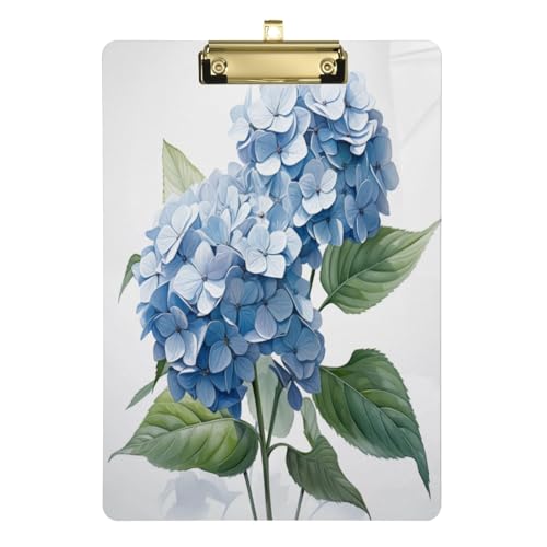 Acryl-Klemmbrett mit Metallclip, Hortensien, Blumenmuster, Standard-A4-Größe, 31,8 x 22,9 cm, Klemmbretter für Krankenschwestern, Studenten, Lehrer, Frauen, Männer, Klassenzimmer, Büro von Mnsruu