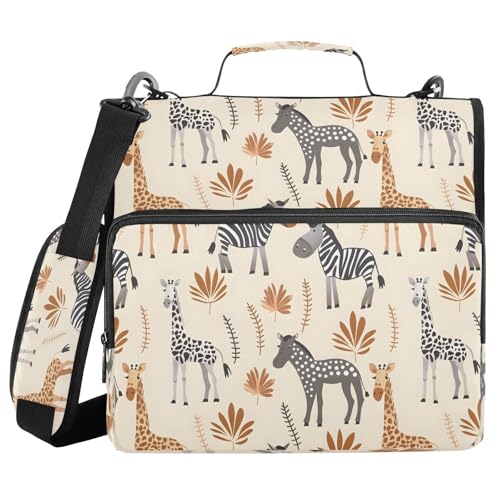 Afrikanische Tiere, Zebra-Reißverschluss, Bindertasche mit Griff, Schultergurt, 3-Ringbuch, Organizer für Schule, Arbeit, Büro Afrikanische Tiere, Zebra-Reißverschluss, Bindertasche mit Griff, Schultergurt, 3-Ringbuch, Organizer für Schule, Arbeit, Büro von Mnsruu