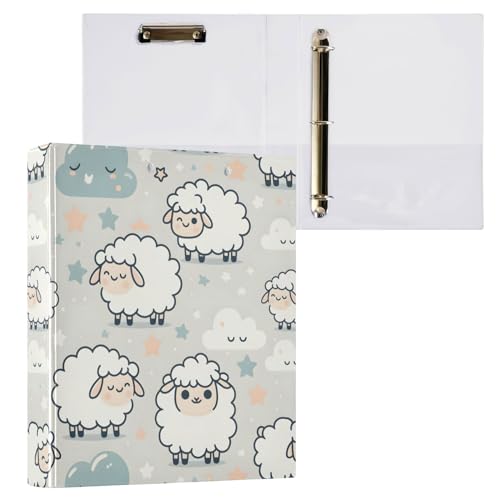 Aktenordner Ringbuch mit 3 Ringen, Cartoon-Schaf, Wolke, für 200 Blatt, für Damen, Herren, Schule, Bürobedarf von Mnsruu