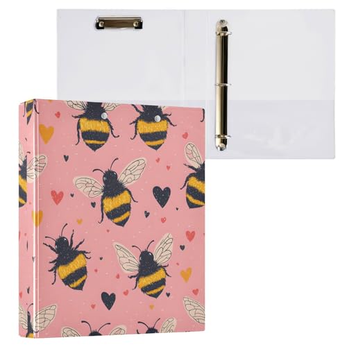 Aktenordner mit 3 Ringen, Bienenherzen Muster, hält 200 Blatt, Aktenaufbewahrung für Damen, Herren, Schule, Bürobedarf Aktenordner mit 3 Ringen, Bienenherzen Muster, hält 200 Blatt, Aktenaufbewahrung für Damen, Herren, Schule, Bürobedarf von Mnsruu