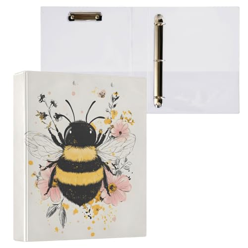 Aktenordner mit 3 Ringen, Blumenmuster, Biene, hält 200 Blatt, für Damen, Herren, Schule, Bürobedarf Aktenordner mit 3 Ringen, Blumenmuster, Biene, hält 200 Blatt, für Damen, Herren, Schule, Bürobedarf von Mnsruu