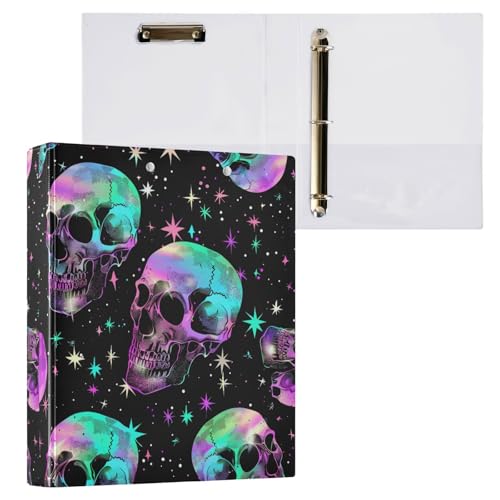 Aktenordner mit 3 Ringen, Gothic-Totenkopf-Motiv, für 200 Blatt, für Damen, Herren, Schule, Bürobedarf Aktenordner mit 3 Ringen, Gothic-Totenkopf-Motiv, für 200 Blatt, für Damen, Herren, Schule, Bürobedarf von Mnsruu