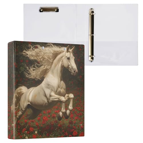 Aktenordner mit 3 Ringen, Pferd, Blume, Rose, für 200 Blatt, Aktenaufbewahrung für Damen, Herren, Schule, Bürobedarf Aktenordner mit 3 Ringen, Pferd, Blume, Rose, für 200 Blatt, Aktenaufbewahrung für Damen, Herren, Schule, Bürobedarf von Mnsruu
