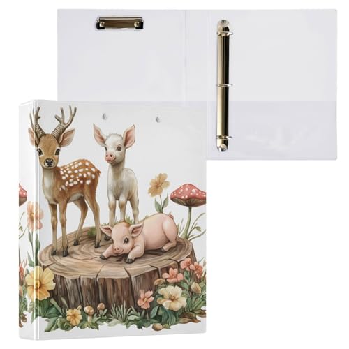 Aktenordner mit 3 Ringen, Pilz, Blume, Hirsch, Schwein, Schaf, für 200 Blatt, Aktenaufbewahrung für Damen, Herren, Schule, Bürobedarf Aktenordner mit 3 Ringen, Pilz, Blume, Hirsch, Schwein, Schaf, für 200 Blatt, Aktenaufbewahrung für Damen, Herren, Schule, Bürobedarf von Mnsruu