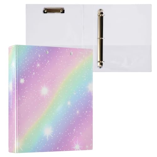 Aktenordner mit 3 Ringen, Regenbogen-Sternmuster, für 200 Blatt, Aktenaufbewahrung für Damen, Herren, Schule, Bürobedarf von Mnsruu