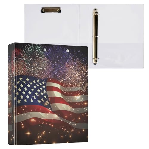 Aktenordner mit 3 Ringen, amerikanische Flagge, Feuerwerk, für 200 Blatt, Aktenaufbewahrung für Damen, Herren, Schule, Bürobedarf Aktenordner mit 3 Ringen, amerikanische Flagge, Feuerwerk, für 200 Blatt, Aktenaufbewahrung für Damen, Herren, Schule, Bürobedarf von Mnsruu