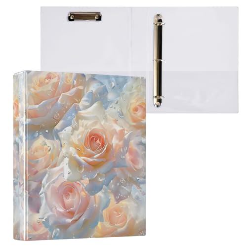 Aktenordner mit 3 Ringen, hellgelbe Rosen, für 200 Blatt, Aktenaufbewahrung für Damen, Herren, Schule, Bürobedarf von Mnsruu