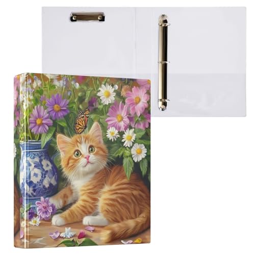 Aktenordner mit 3 Ringen, niedliche orangefarbene Katze, für 200 Blatt, Aktenaufbewahrung für Damen, Herren, Schule, Bürobedarf Aktenordner mit 3 Ringen, niedliche orangefarbene Katze, für 200 Blatt, Aktenaufbewahrung für Damen, Herren, Schule, Bürobedarf von Mnsruu