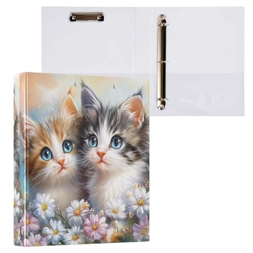 Aktenordner mit 3 Ringen, zwei niedliche Katzen und Blumen, für 200 Blatt, Aktenaufbewahrung für Damen, Herren, Schule, Bürobedarf Aktenordner mit 3 Ringen, zwei niedliche Katzen und Blumen, für 200 Blatt, Aktenaufbewahrung für Damen, Herren, Schule, Bürobedarf von Mnsruu