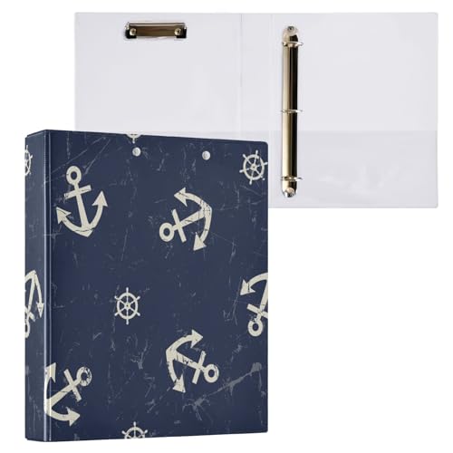 Anker 3-Ringordner mit Klemmbrett, Aktenordner für Büro, Schule, mit Tasche, Vintage-Stil, Marineblau Anker 3-Ringordner mit Klemmbrett, Aktenordner für Büro, Schule, mit Tasche, Vintage-Stil, Marineblau von Mnsruu